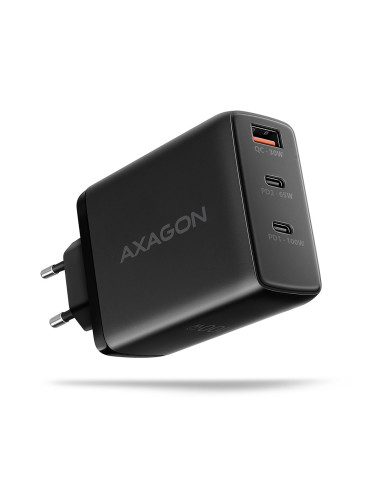 Зарядно устройство Axagon ACU-DPQ100, от контакт към 2x USB-C(ж), 1x USB-A(ж), 100W, черно