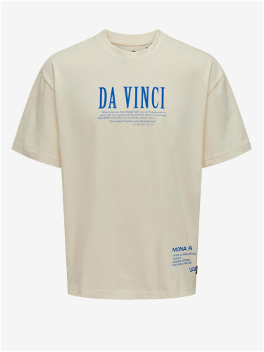 Men's Cream Oversize T-Shirt ONLY & SONS Vinci - Men's