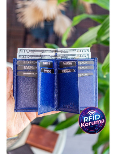 Garbalia Gomez Genuine Leather Men's Card Holder Wallet in Navy Blue