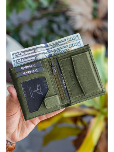 Garbalia Dortmund Men's Green Genuine Leather Wallet with Rfid-blocking Coin Compartment