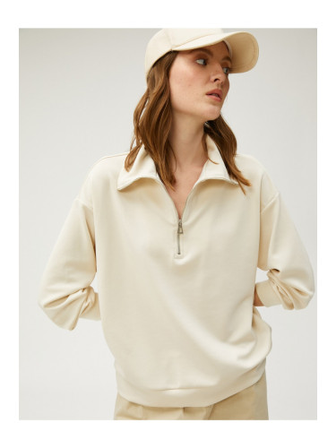 Koton Modal Sweatshirt Half Zipper Standing Collar