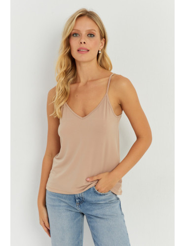 Cool & Sexy Women's Camel Strappy Blouse