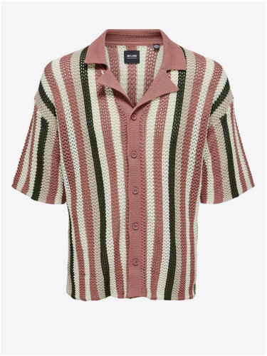 Old Pink Men's Striped Knit Shirt ONLY & SONS Eliot