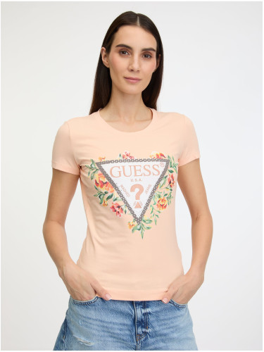 Apricot women's T-shirt Guess Triangle Flowers - Women