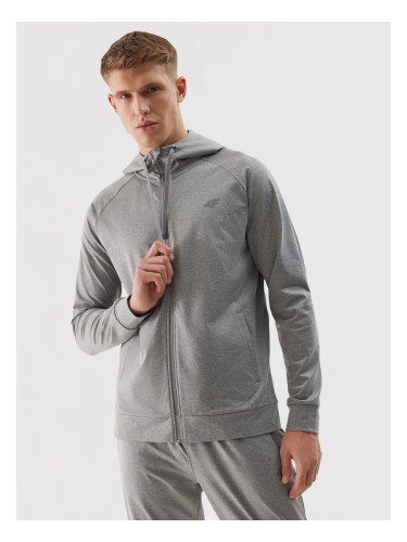 Men's Sports Zipped Hooded Sweatshirt 4F - Grey