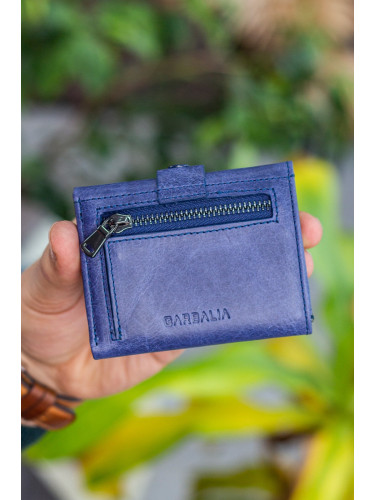 Garbalia Stockholm Crazy Genuine Leather Wallet in Navy Blue with a Coin Compartment