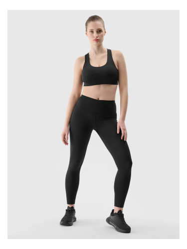 Women's Sports Leggings Made of 4F Recycled Materials - Black