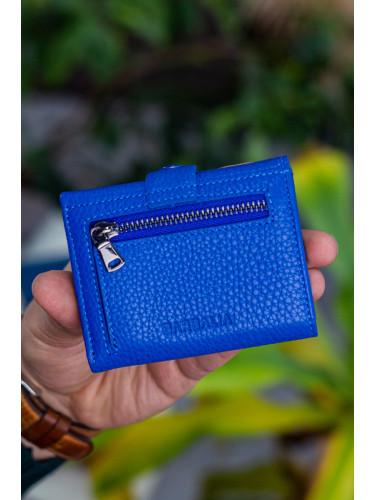 Garbalia Stockholm Genuine Leather Sax Blue Wallet with a Coin Compartment