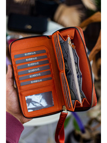 Garbalia Tilburg Ankle Handle, Straw, Knitted Pattern, Tile Color Portfolio Wallet with Loose Card Holder