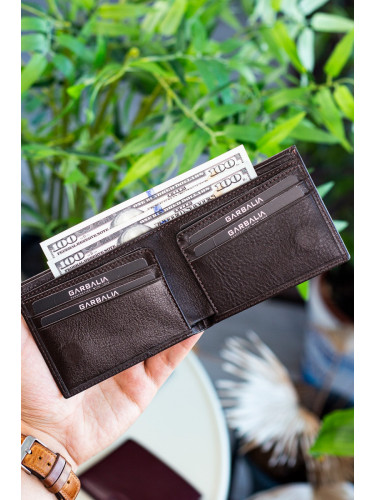 Garbalia Genuine Leather Brown Men's Magnetic Wallet
