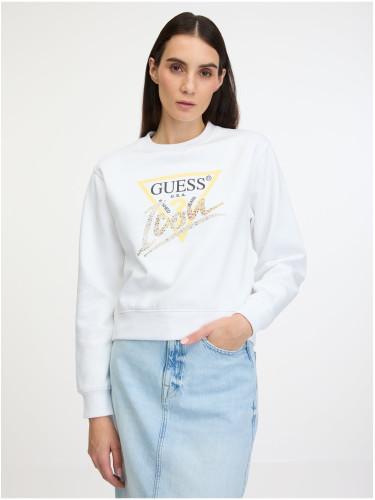 Women's White Guess Icon Sweatshirt - Women
