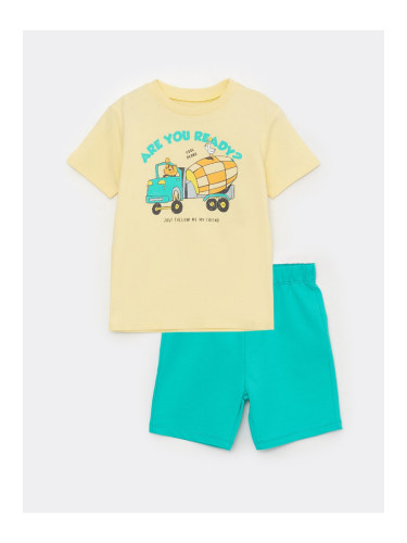 LC Waikiki Crew Neck Printed Baby Boy T-Shirt And Shorts 2-Pack