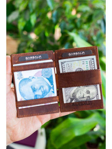 Garbalia Magic Genuine Leather Rfid Blocker Unisex Wizard Tan Card Holder Wallet