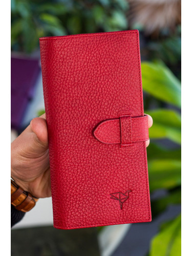 Garbalia Albert Genuine Leather Rfid Blocker Red Unisex Wallet with Phone Compartmen