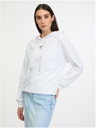 Women's White Sweatshirt Guess Mini Triangle - Women