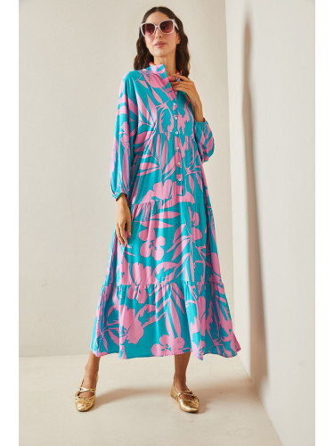 XHAN Pink Patterned Maxi Dress