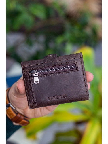 Garbalia Stockholm Crazy Brown Genuine Leather Wallet with a Coin Compartment