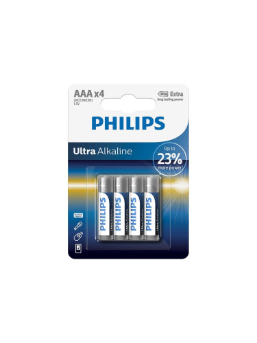 Philips LR03E4B/10 - 4 бр. Алкална батерия AAA ULTRA ALKALINE 1,5V 1250mAh