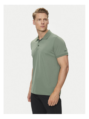CMP Тениска с яка и копчета 3T60077 Зелен Regular Fit