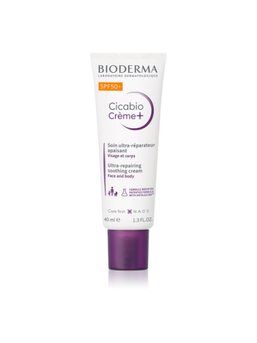 Bioderma Cicabio Créme+ SPF 50+ крем за лице SPF 50+ 40 мл.