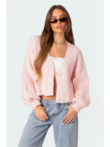 Madmext Pink Buttoned Knitwear Sweater Cardigan