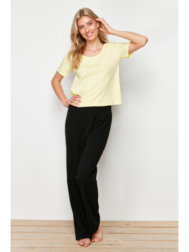 Trendyol Yellow 100% Cotton Corded Knitted Pajamas Set