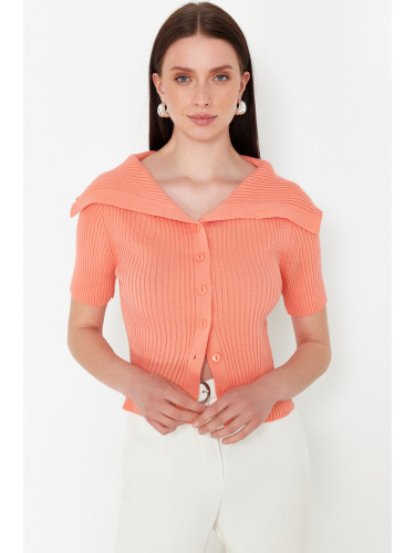 Trendyol Light Orange Turn-down Collar Knitwear Cardigan
