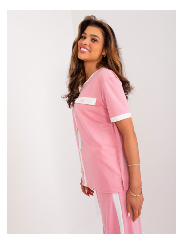 Pink Women's Short Sleeve Formal Blouse