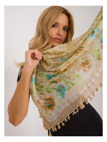 Beige scarf with floral motif