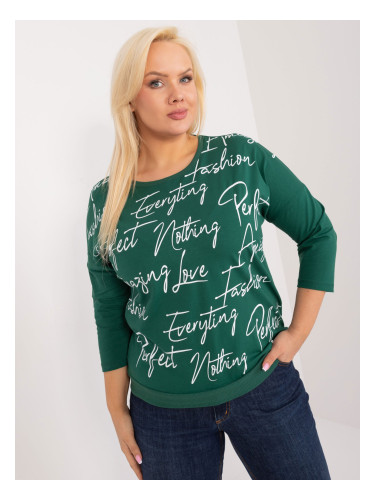 Dark green blouse in a larger size with 3/4 sleeves