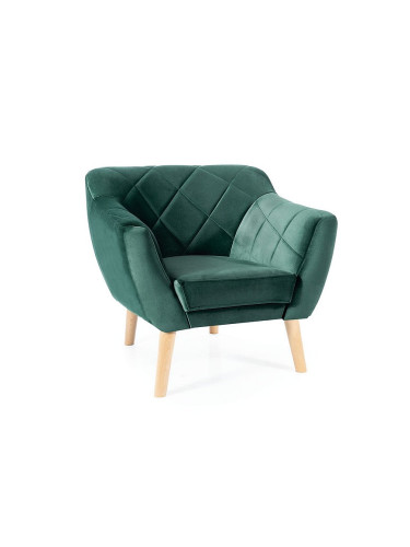 Кадифено кресло - бук/зелено