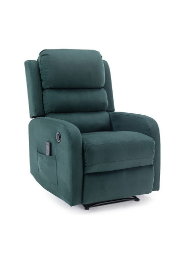 Кадифено кресло с функция масаж - зелено