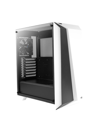 Кутия Aerocool Cylon Pro Tempered Glass White (Pro-G-WT-v2), ATX/mATX/Mini-ITX, 1x USB 3.0, прозорец, подсветка, черно-бяла, без захранване
