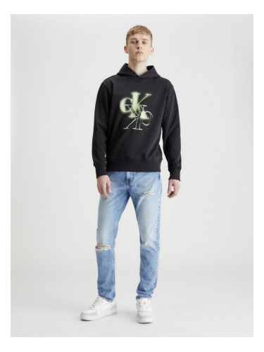 Calvin Klein Jeans Mirrored CK Logo Hoodie Sweatshirt Cheren