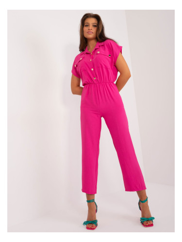 Fuchsia jumpsuit with collar