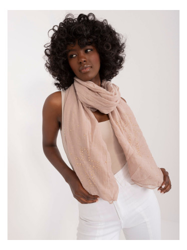 Beige ruffle scarf with appliqué