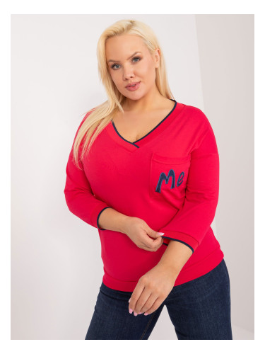 Red plus size blouse with 3/4 sleeves