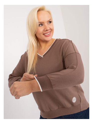 Brown blouse of a larger size with cuffs