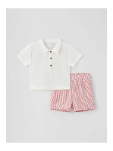 LC Waikiki Lcw Baby Polo Collar Short Sleeved Baby Boy T-Shirt And Shorts 2-Set