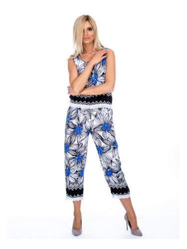 Black and blue patterned top and trousers