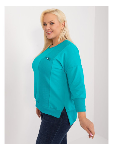 Turquoise blouse plus size with slits