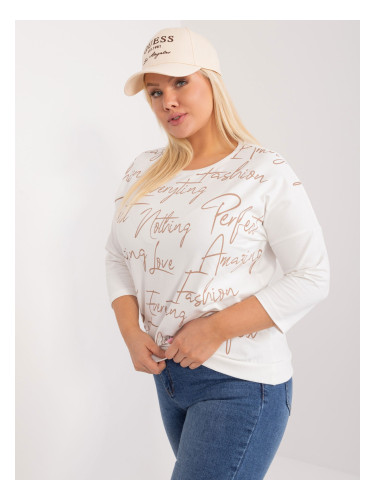 Ecru-beige cotton blouse larger size