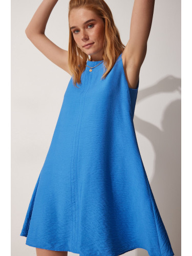 Happiness İstanbul Women's Indigo Blue Summer Woven Bell Dress
