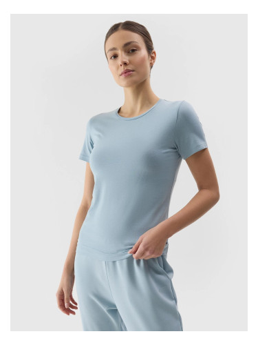 Women's Slim 4F Plain T-Shirt - Light Blue