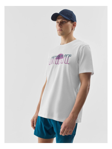 Men's T-shirt with 4F print - white