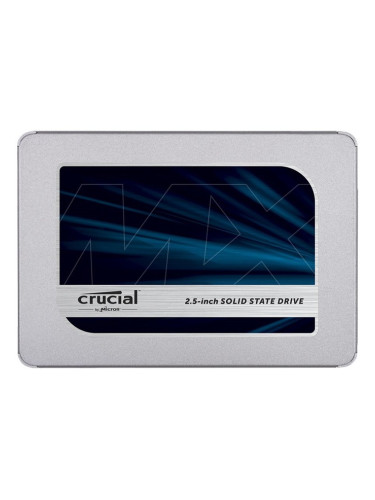 Памет SSD 500GB Crucial MX500, SATA 6Gb/s, 2.5" (6.35 cm), скорост на четене 560 MB/s, скорост на запис 510MB/s