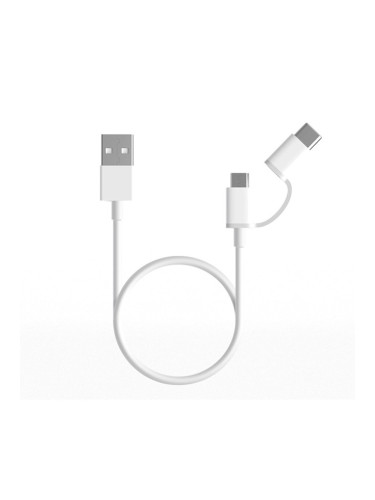 Кабел Xiaomi, USB А(м) към USB C(м)/Micro USB(м), 30cm, бял