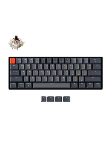 Клавиатура Keychron K12 Hot-Swappable, бежични, гейминг, Gateron Brown Switch, RGB подсветка, черна, USB/Bluetooth