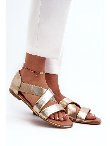 EVENTO Кожени сандали с ластик златиста апулия
