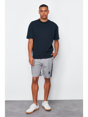 Trendyol Gray Regular Cut Color Block Labeled Elastic Waist Shorts